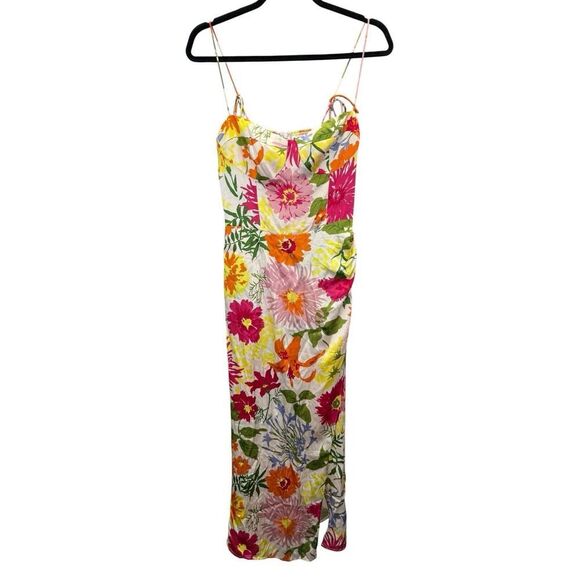 Reformation Marguerite in Fabrizia Floral Silk Satin Side Slit Midi Dress 6 - Picture 4 of 11